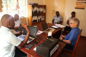 Mr Skrotski meeting senior officers of the Diocese of Karonga