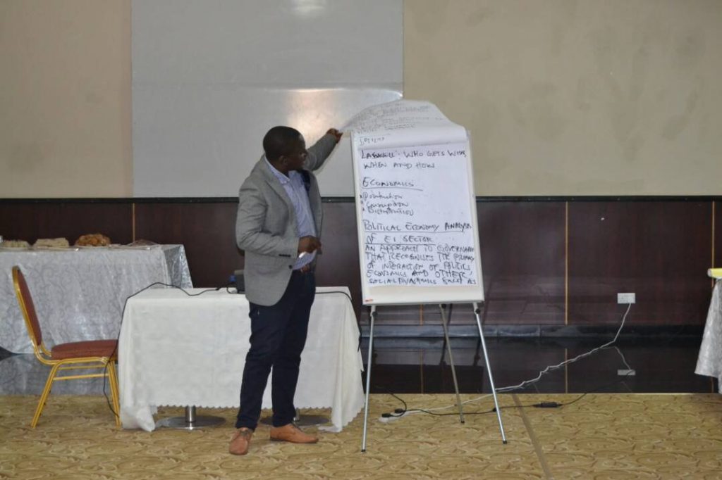 File photo: Mr Louis Nkhata facilitating in an extractive governance training