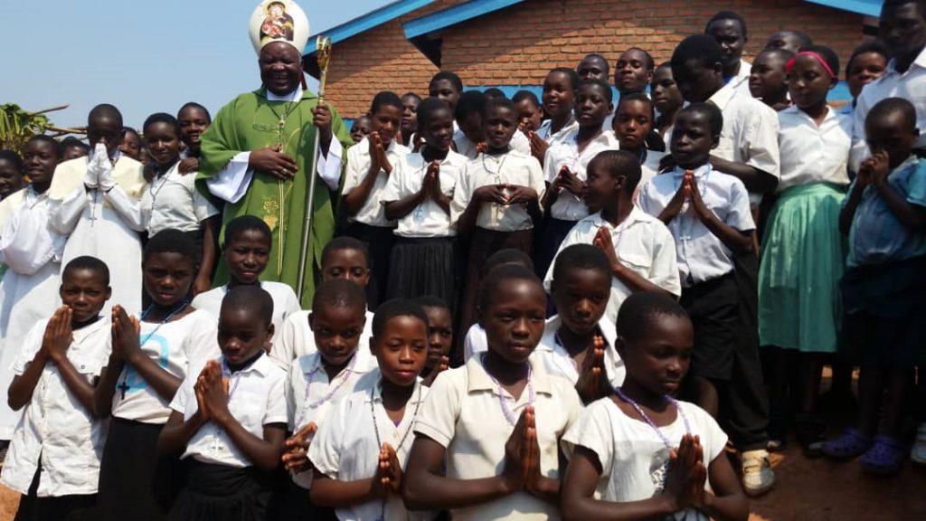 The Bishop with Sunday school children at Makeye