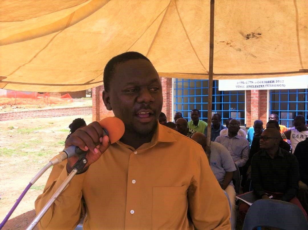 Picture of Louis Nkhata, Justice and Peace Desk Officer urging community members to speak out