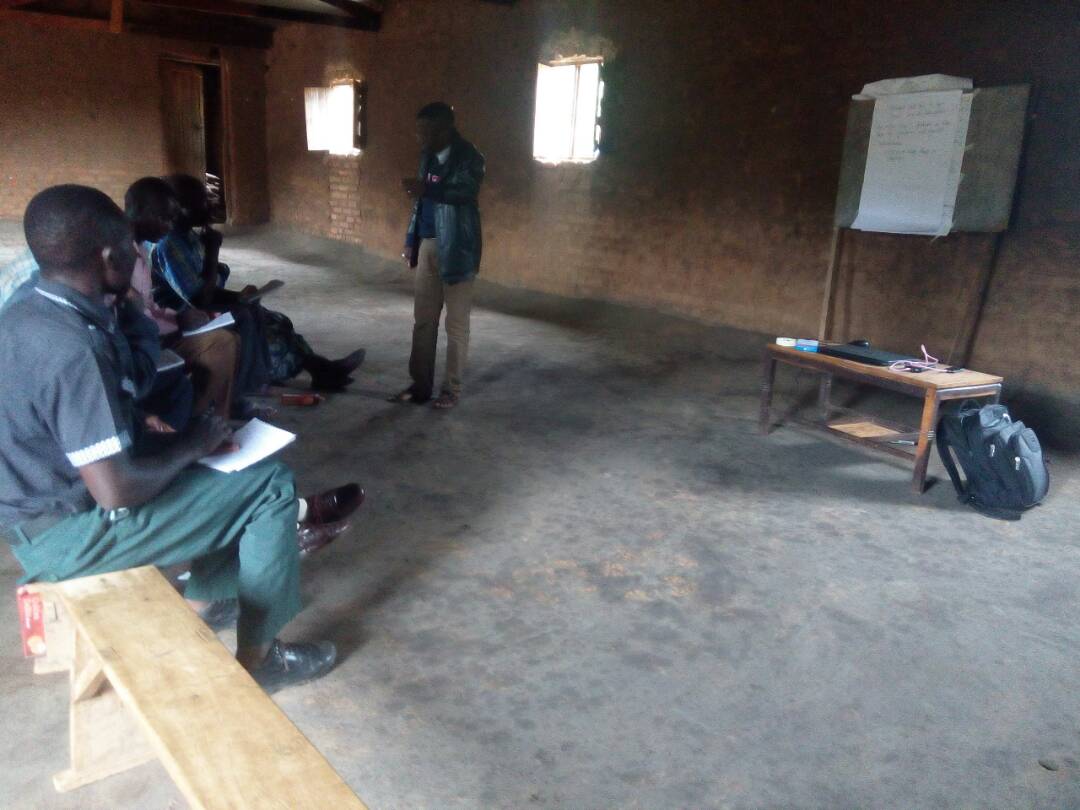 Picture of Ignatius Mvula stressing a point during the training session