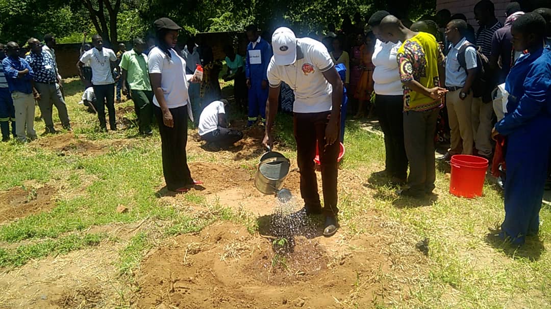 Picture of Brother Pachalo watering the tree he planted