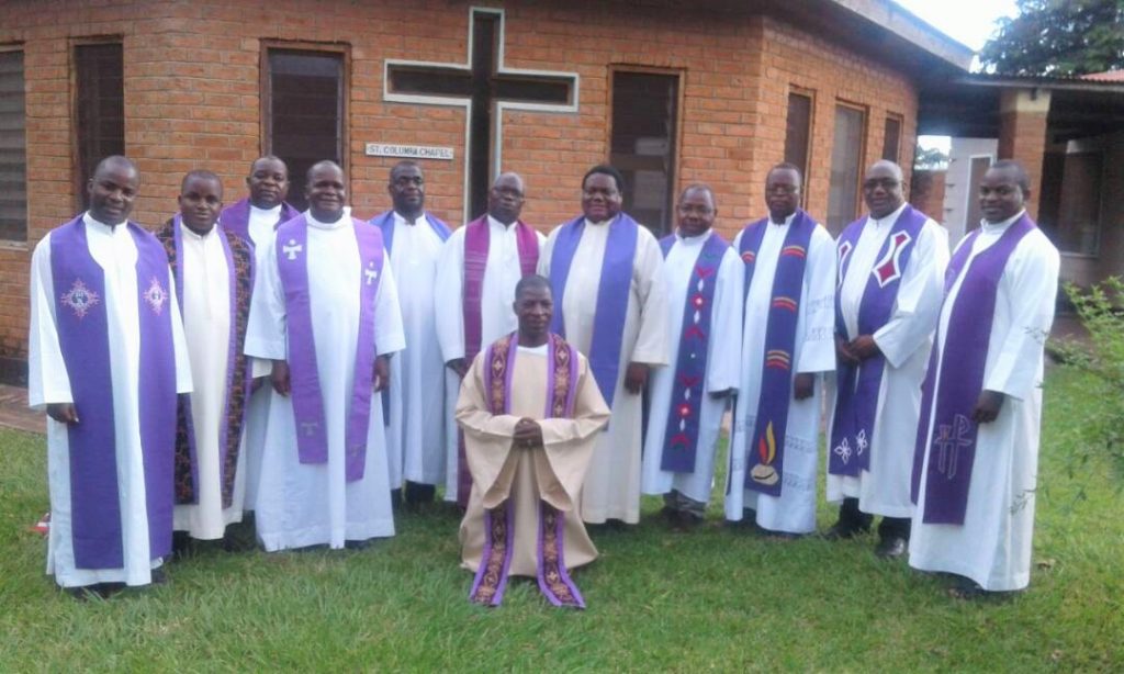 Picture of Retreat Master, Fr Kimu (5th from right) with priests of the Diocese of Karonga after the retreat
