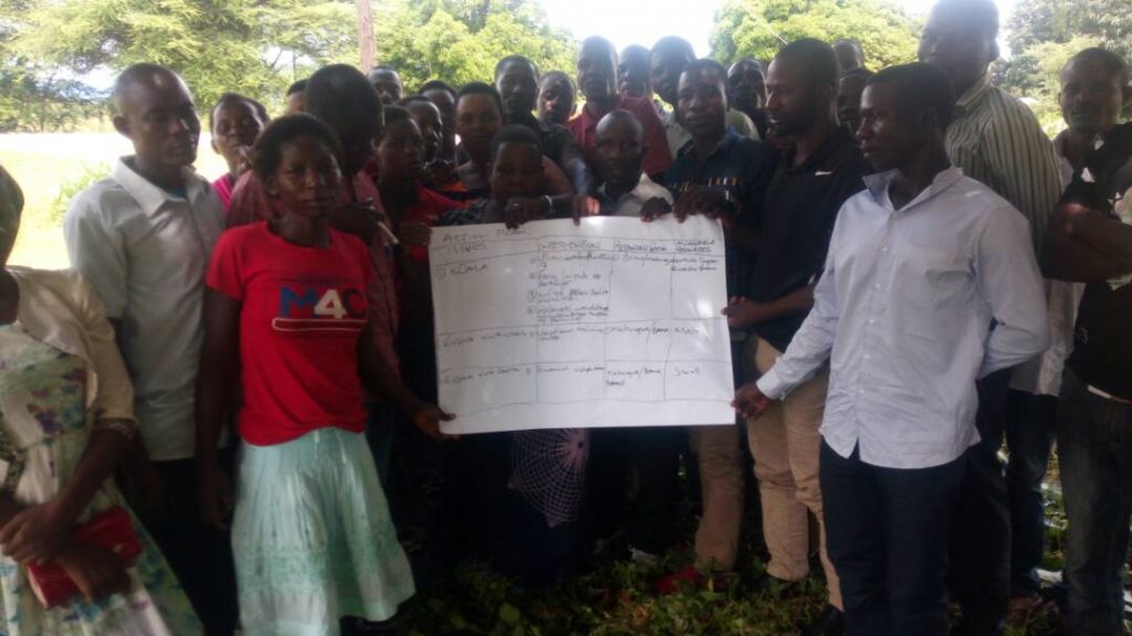 Picture of Young people display an action plan developed during the exercise