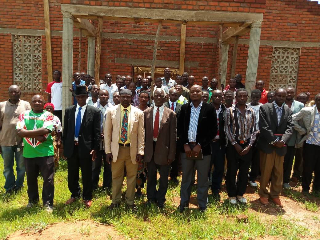 Chief Mwaulambya during the official handover of land with his entourage