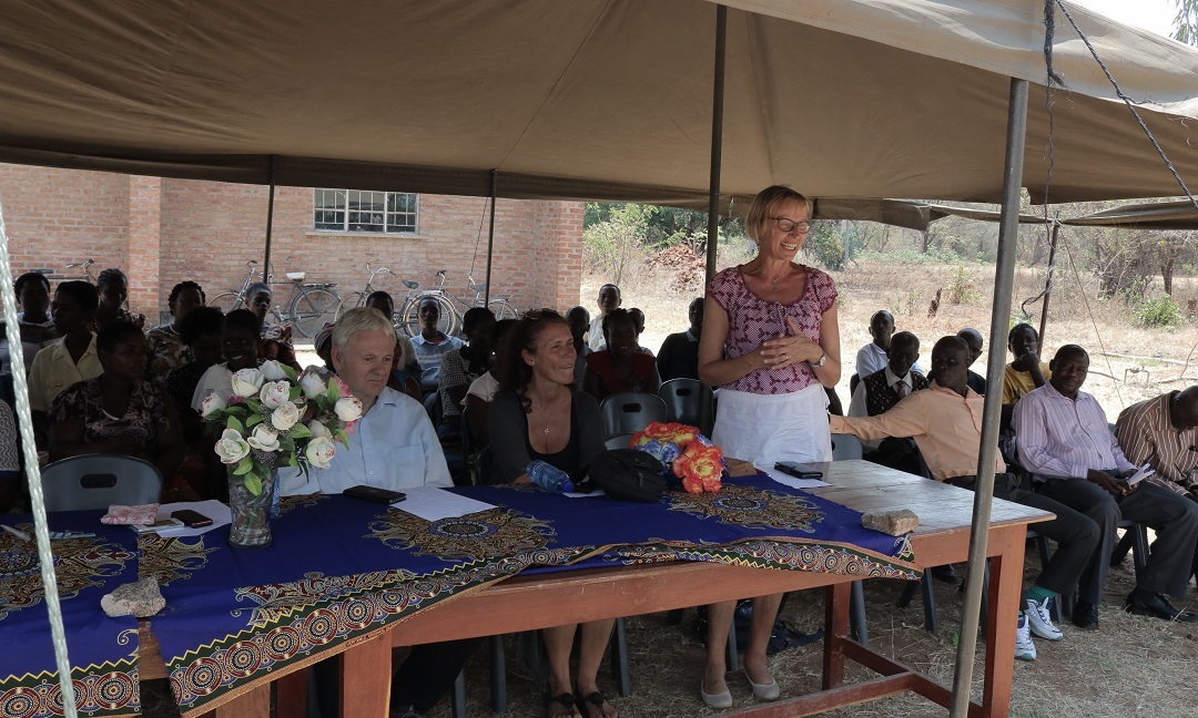 Madam Maasjost speaking during the computer handover ceremony at St Annie's CDCC