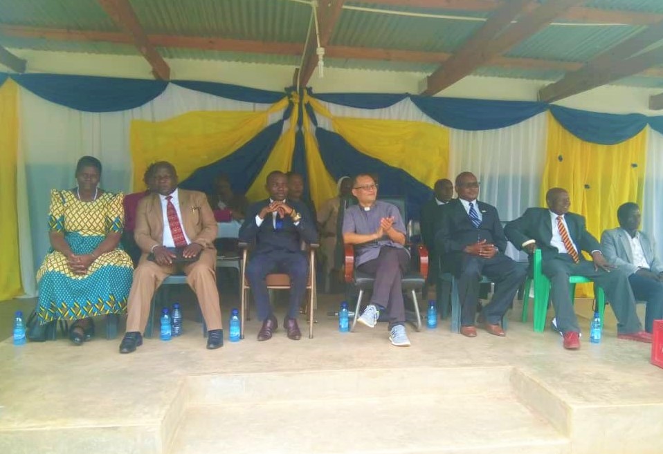 Some of the dignitaries present during the function: In the middle Marianists Brother Mfune (in suit) and Father Simon (in grey clerical shirt)