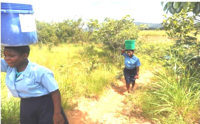 Students fetching water