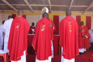 Bishop Martin Mtumbuka Congratulating the Newly Ordained Priests after Conferring Upon them the Sacramental Grace of Priesthood