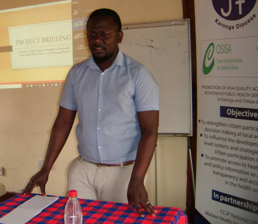 File Photo: Louis Nkhata Speaking during a health governance project meeting