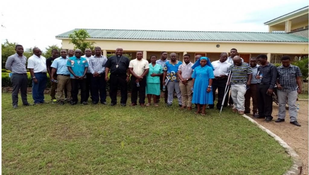 Bishop Mtumbuka with members of the ACB and some Curia staff after a meeting on COVID-19